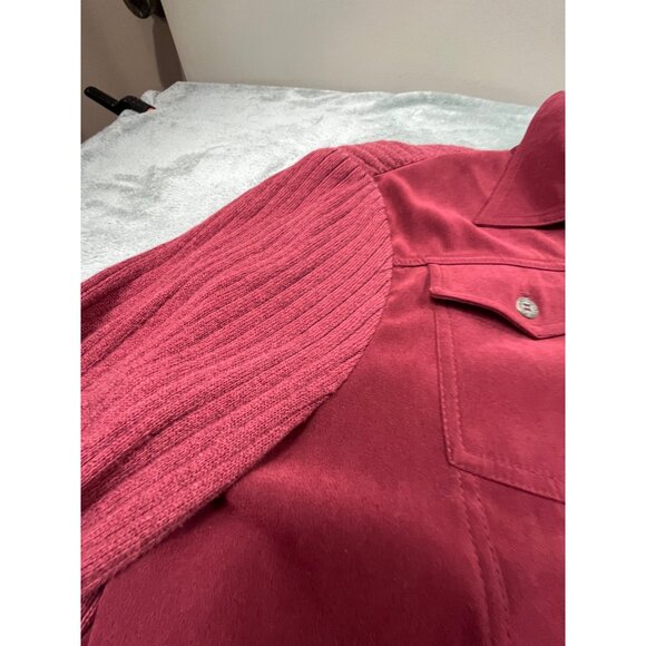 Alfred Dunner Womens XL Burgundy Corduroy Shacket Button-Up Jacket - Picture 9 of 13